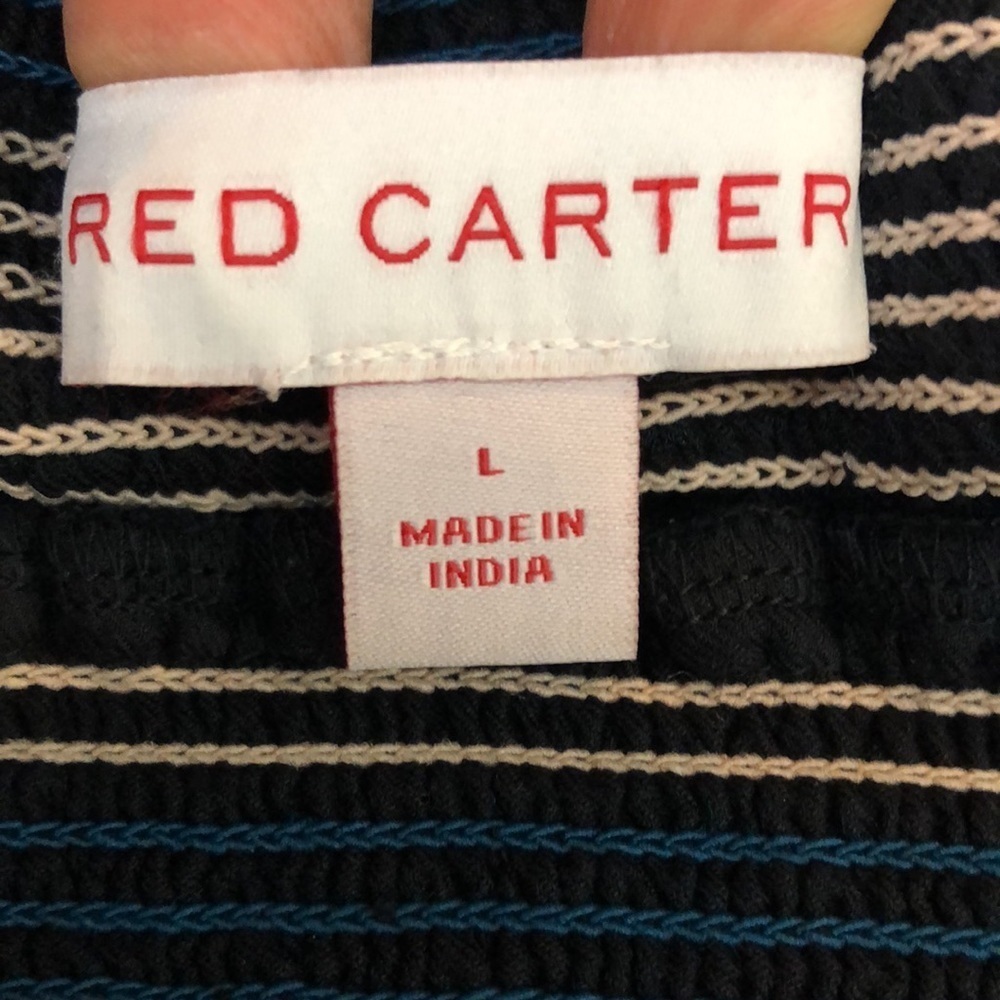 Red Carter Calla Boho Smocked Off The Shoulder Ruffle Dress Size L - Picture 8 of 8